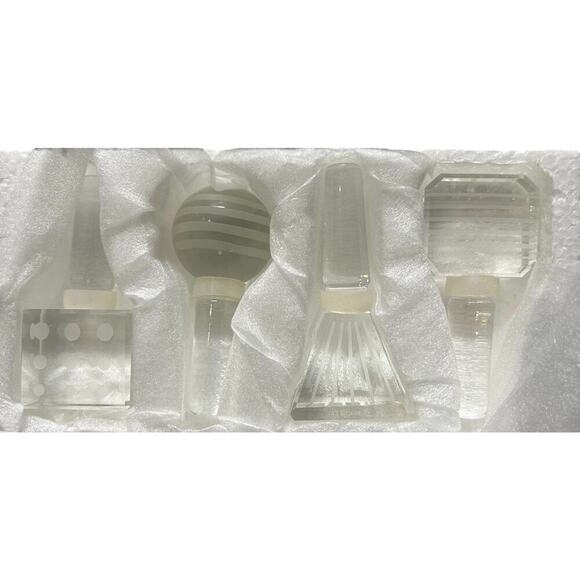 New Vintage Mikasa Crystal Cheers 4 Bottle Stoppers Wine NIB Macy’s ‘09 5065420 - Picture 14 of 16
